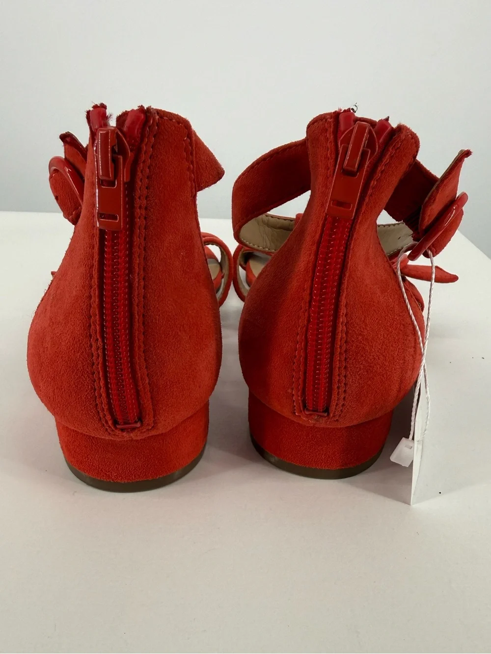 Naturalizer Red Suede T-Strap Sandals